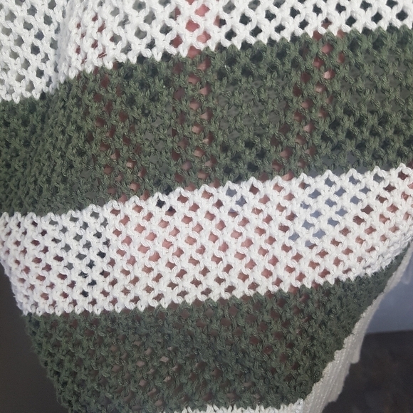 Aerie Off The Shoulder Open Weave Striped Pullover Sweater, Cover-Up - Picture 7 of 12